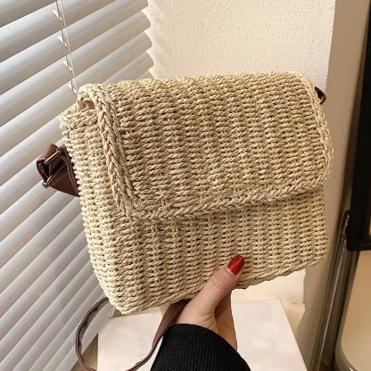 Small Straw Shoulder Beach Bag - Image 2