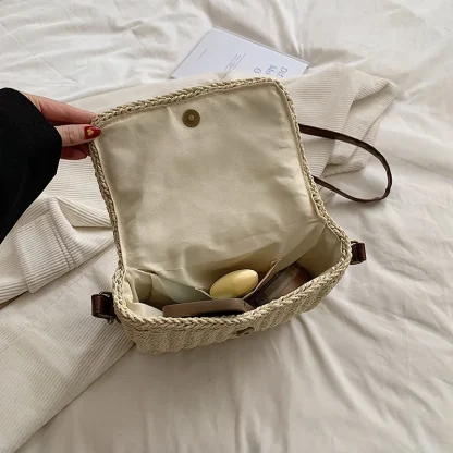 Small Straw Shoulder Beach Bag - Image 3