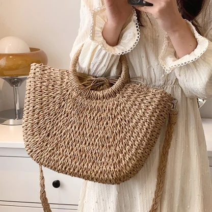 Small Straw Travel Beach Bag - Image 2