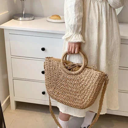Small Straw Travel Beach Bag - Image 3