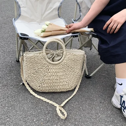 Small Straw Travel Beach Bag - Image 5