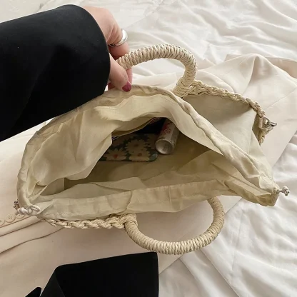 Small Straw Travel Beach Bag - Image 6