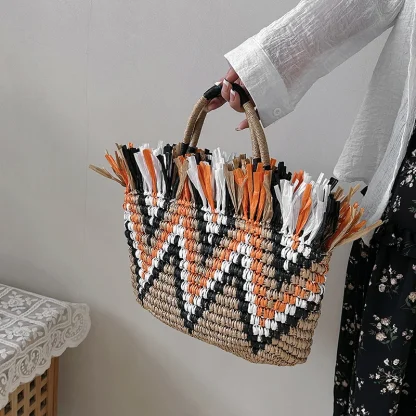 Stylish Straw Travel Beach Bag - Image 5