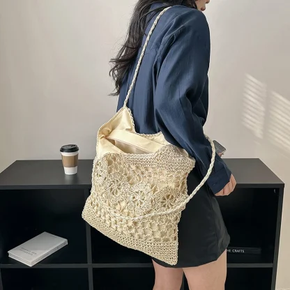 Stylish Weave Summer Tote Beach Bag - Image 3