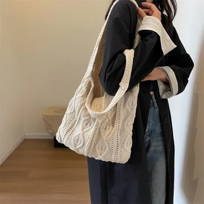 Casual Knitted Shopping Beach Bag - Image 2