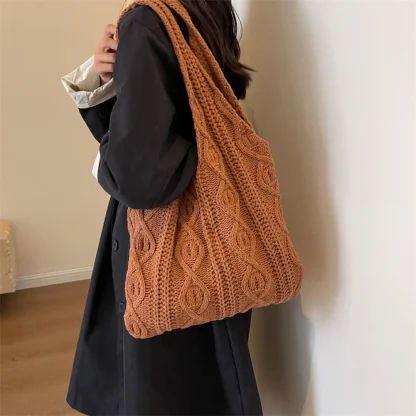 Casual Knitted Shopping Beach Bag - Image 3