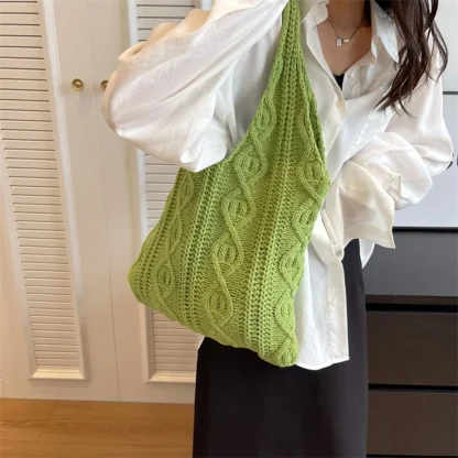 Casual Knitted Shopping Beach Bag - Image 4