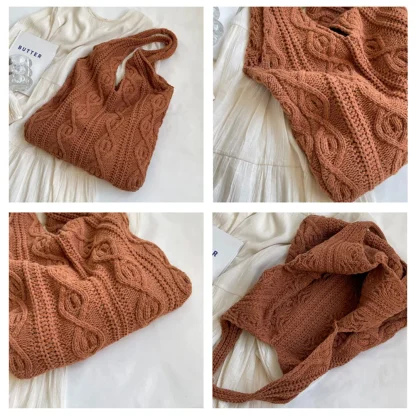 Casual Knitted Shopping Beach Bag - Image 5