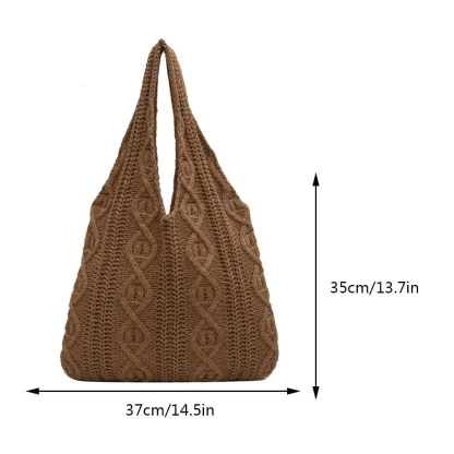 Casual Knitted Shopping Beach Bag - Image 6