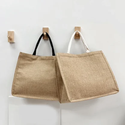 Seaside Serenity Linen Top Handle Beach Bag - Image 2