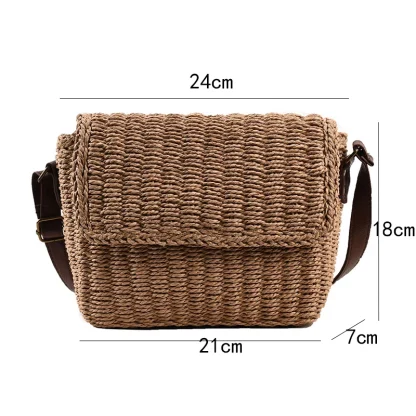 Small Straw Shoulder Beach Bag - Image 7