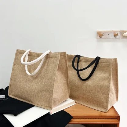 Seaside Serenity Linen Top Handle Beach Bag - Image 3