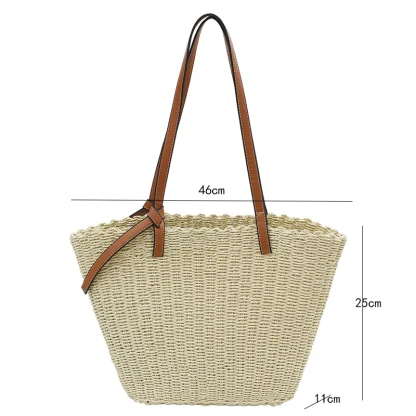 Casual Travel Straw Shoulder Beach Bag - Image 7