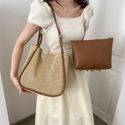 Hollow Out Beach Bag with Wallet Bag