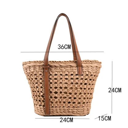 Elegance Straw Shoulder Beach Bag - Image 7
