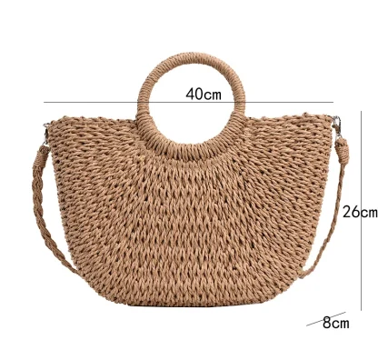Small Straw Travel Beach Bag - Image 7