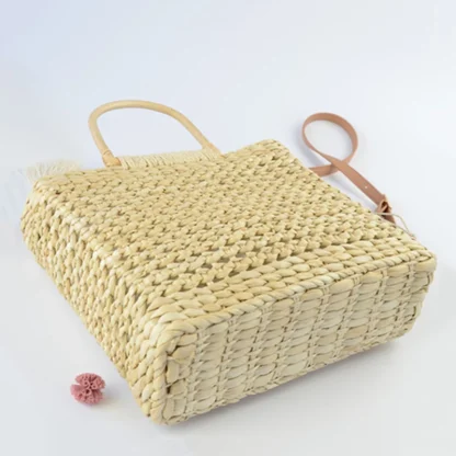 Tassel Hollow Out Straw Beach Bag - Image 2