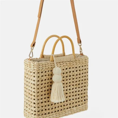 Tassel Hollow Out Straw Beach Bag - Image 4