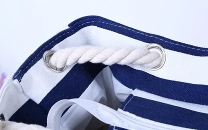Striped Canvas Beach Tote Bag - Image 4