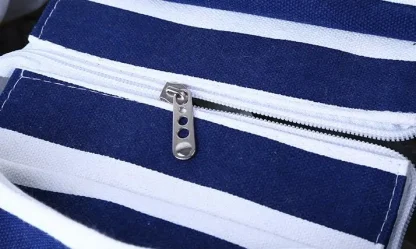 Striped Canvas Beach Tote Bag - Image 5