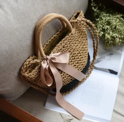 Casual Summer Straw Beach Tote Bag - Image 3