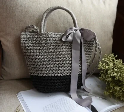 Casual Summer Straw Beach Tote Bag - Image 4