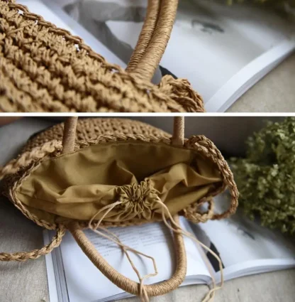 Casual Summer Straw Beach Tote Bag - Image 6