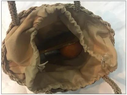 Summer Straw Drawstring Beach Handbag - Image 5