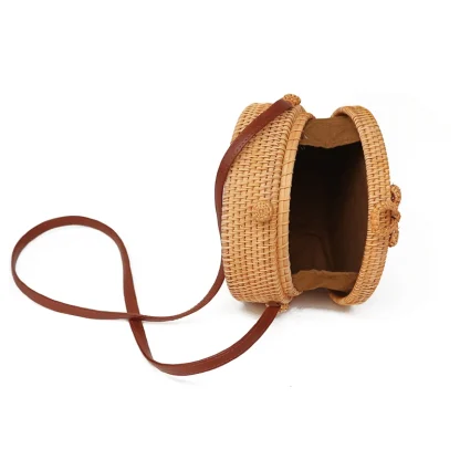 Rattan-Like Shoulder Round Beach Bag - Image 4