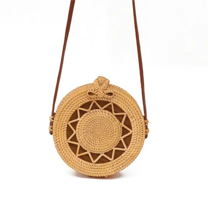 Rattan-Like Shoulder Round Beach Bag