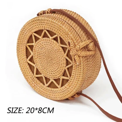 Rattan-Like Shoulder Round Beach Bag - Image 6