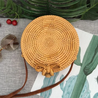 Summer Designer Round Straw Bag - Image 3
