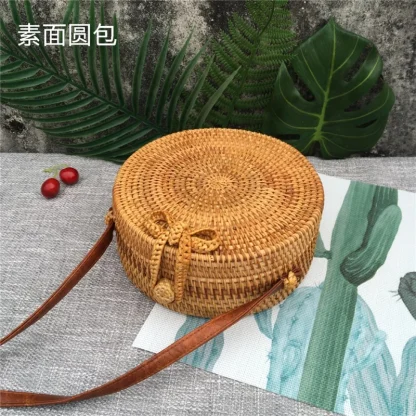 Summer Designer Round Straw Bag - Image 5