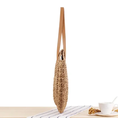 Circle Straw Casual Rattan Beach Bag - Image 3
