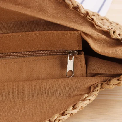 Circle Straw Casual Rattan Beach Bag - Image 4