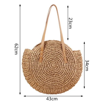 Circle Straw Casual Rattan Beach Bag - Image 6