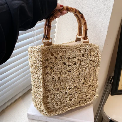 Casual Charm Straw Travel Beach Bag - Image 2