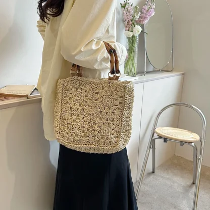 Casual Charm Straw Travel Beach Bag