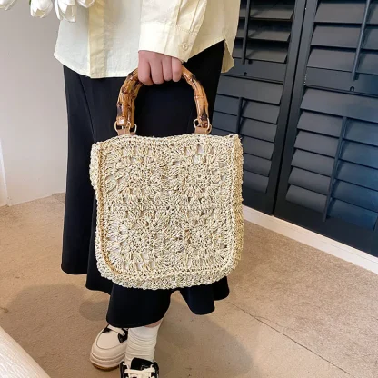 Casual Charm Straw Travel Beach Bag - Image 6