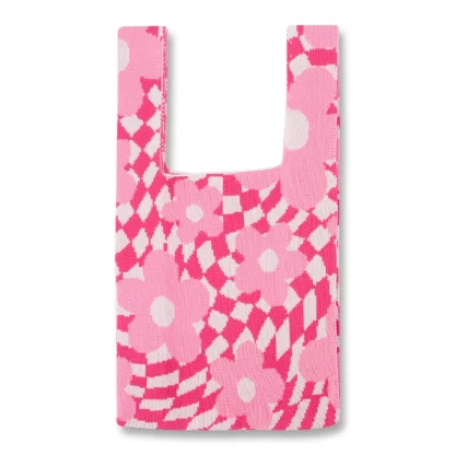 Tri-Color Flower Plaid Beach Tote Bag - Image 4