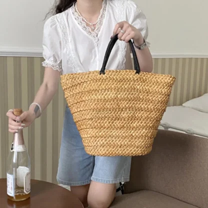Big Trendy Straw Beach Bag - Image 2