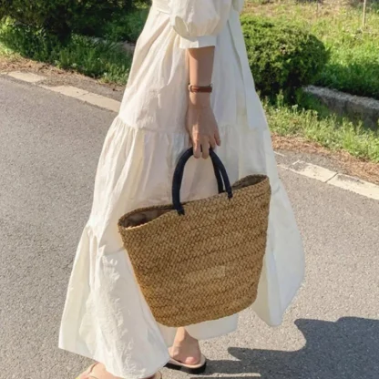 Big Trendy Straw Beach Bag - Image 5