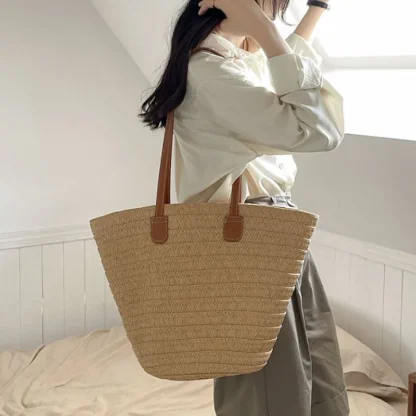 Summer Cottage Basket Beach Bag