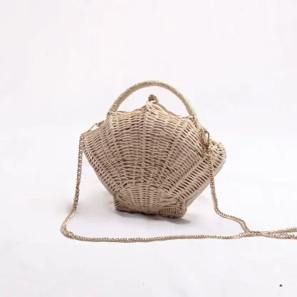 Coastal Chic Woven Shell Beach Bag - Image 2
