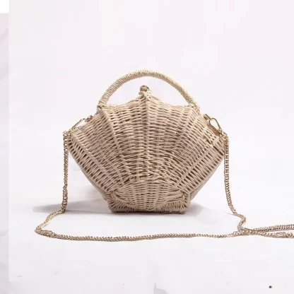 Coastal Chic Woven Shell Beach Bag - Image 4