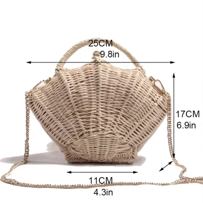 Coastal Chic Woven Shell Beach Bag - Image 5