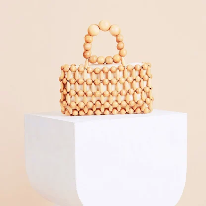 Clutch Style Bamboo Top Handle Beach Bag - Image 2