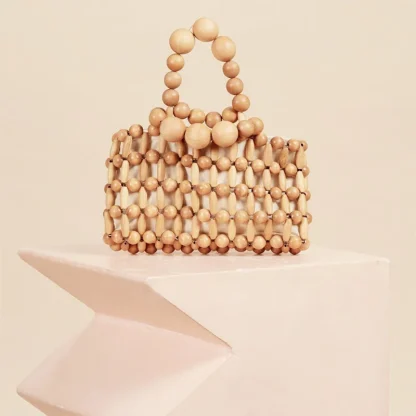 Clutch Style Bamboo Top Handle Beach Bag - Image 4