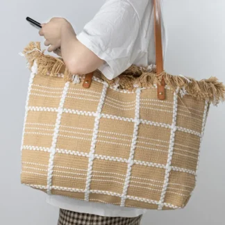 Tassel-Trimmed Large Beach Bag