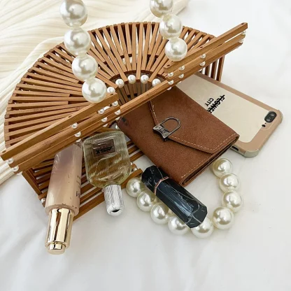 Pearl-Like Elegance Top-Handle Beach Bag - Image 5